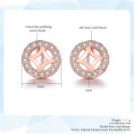 Elegant Rose Gold Hollow Cubic Zirconia Stud Earrings for Women