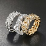 Cuban Link Ring for Women and Men with Zircon, Gold Color