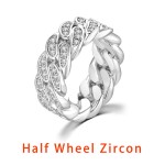 Cuban Link Ring for Women and Men with Zircon, Gold Color
