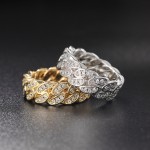 Cuban Link Ring for Women and Men with Zircon, Gold Color