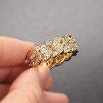 Cuban Link Ring for Women and Men with Zircon, Gold Color