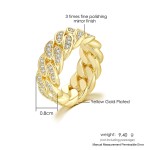 Cuban Link Ring for Women and Men with Zircon, Gold Color