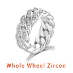 Cuban Link Ring for Women and Men with Zircon, Gold Color