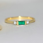 Dainty Square Zircon Gold Color Wedding Ring for Women