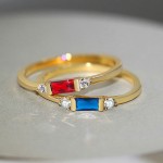 Dainty Square Zircon Gold Color Wedding Ring for Women