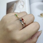 Dainty Square Zircon Gold Color Wedding Ring for Women