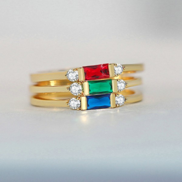 Dainty Square Zircon Gold Color Wedding Ring for Women