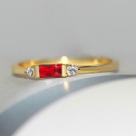 Dainty Square Zircon Gold Color Wedding Ring for Women
