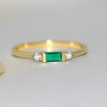 Dainty Square Zircon Gold Color Wedding Ring for Women