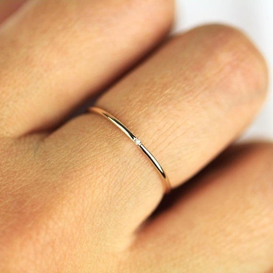 Dainty Cubic Zirconia Thin Stackable Ring for Women