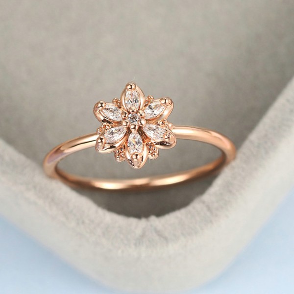 Crystal Flower Zircon Ring for Women – Elegant Wedding Engagement Jewelry