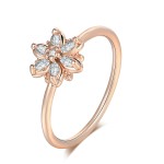 Crystal Flower Zircon Ring for Women – Elegant Wedding Engagement Jewelry