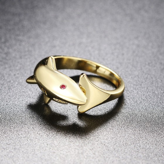 Adjustable Gold Shark Ring for Men and Women