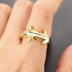 Adjustable Gold Shark Ring for Men and Women