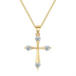 Light Gold Zircon Cross Pendant Necklace for Women