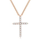 Light Gold Zircon Cross Pendant Necklace for Women
