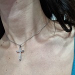 Light Gold Zircon Cross Pendant Necklace for Women