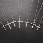 Light Gold Zircon Cross Pendant Necklace for Women