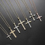 Light Gold Zircon Cross Pendant Necklace for Women