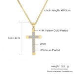 Light Gold Zircon Cross Pendant Necklace for Women