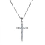 Light Gold Zircon Cross Pendant Necklace for Women