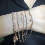 Minimalist Rose Gold CZ Wing and Bow Charm Bracelet for Women