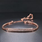 Minimalist Rose Gold CZ Wing and Bow Charm Bracelet for Women