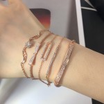 Minimalist Rose Gold CZ Wing and Bow Charm Bracelet for Women