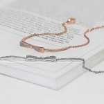 Minimalist Rose Gold CZ Wing and Bow Charm Bracelet for Women