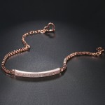 Minimalist Rose Gold CZ Wing and Bow Charm Bracelet for Women