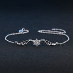 Minimalist Rose Gold CZ Wing and Bow Charm Bracelet for Women
