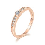 Dainty Rose Gold Crystal Ring for Women