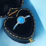 Opal Stone Ring for Women, Simple Classic Round White Gold Color