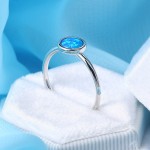 Opal Stone Ring for Women, Simple Classic Round White Gold Color