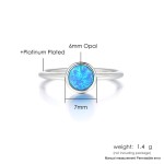 Opal Stone Ring for Women, Simple Classic Round White Gold Color