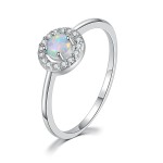 Opal Stone Ring for Women, Simple Classic Round White Gold Color