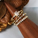 Dainty Geometric Cubic Zirconia Gold Rings for Women