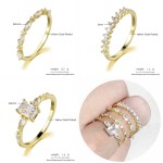Dainty Geometric Cubic Zirconia Gold Rings for Women