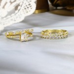 Dainty Geometric Cubic Zirconia Gold Rings for Women
