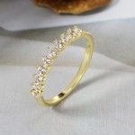 Dainty Geometric Cubic Zirconia Gold Rings for Women