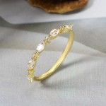 Dainty Geometric Cubic Zirconia Gold Rings for Women