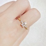 Dainty Geometric Cubic Zirconia Gold Rings for Women