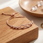 Adjustable Rose Gold Infinity Bracelet with Shiny Zirconia for Women