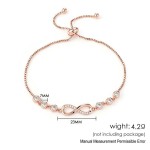 Adjustable Rose Gold Infinity Bracelet with Shiny Zirconia for Women
