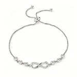 Adjustable Rose Gold Infinity Bracelet with Shiny Zirconia for Women