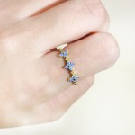 Gold Color Opal Clover Ring for Women Thin Aesthetic Fashion Jewelry