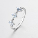 Gold Color Opal Clover Ring for Women Thin Aesthetic Fashion Jewelry