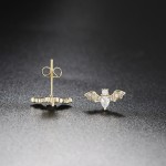 Cute Bat Stud Earrings for Women Gold Color Zirconia Gothic Cartilage Jewelry