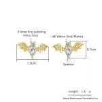 Cute Bat Stud Earrings for Women Gold Color Zirconia Gothic Cartilage Jewelry
