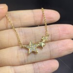 Three Stars Zircon Pendant Choker Necklace for Women, Gold Color Kpop Dainty Chain